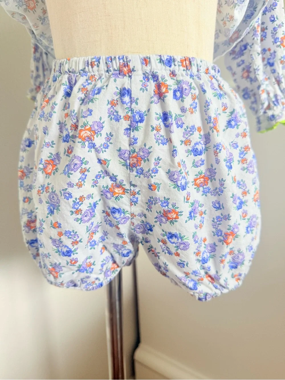 Peggy Green Floral Bloomer Set 3T Girls Blue Boutique Outfit Ruffle Collar South